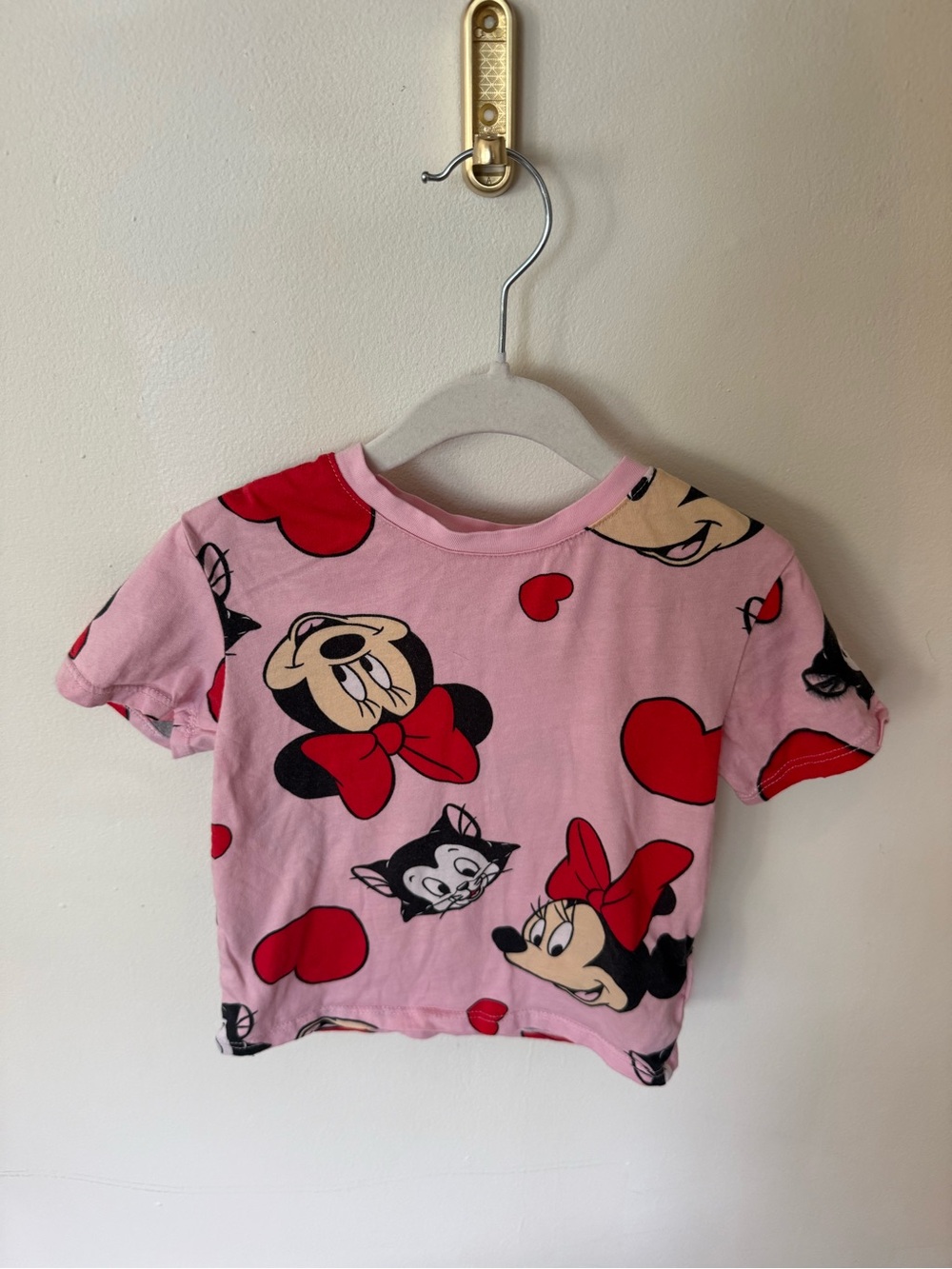 H&M Pink Minnie Mouse & Hearts Short Sleeve Tee